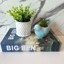 Ver imagem 4 de Kit decoração livro + vaso branco trabalhado + pássaro verde