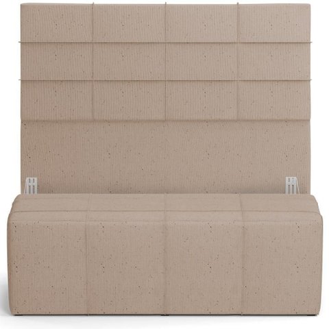 Kit Cabeceira Cama Box Queen 160cm com Calçadeira Roma W01 Linho Bege Escuro - Lyam