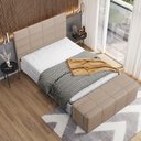 Ver imagem 2 de Kit Cabeceira Cama Box Queen 160cm com Calçadeira Roma W01 Linho Bege Escuro - Lyam