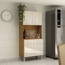 Ver imagem 4 de Kit Armário Cozinha Compacta 143cm x 163cm 8 Portas 4 Gavetas Serena Amadeirado/Off White