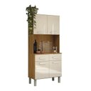 Ver imagem 5 de Kit Armário Cozinha Compacta 143cm x 163cm 8 Portas 4 Gavetas Serena Amadeirado/Off White