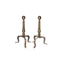 Ver imagem 2 de Par de Suportes para Lenha (andiron) em Metal Dourado Luxo - 50cm