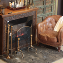 Ver imagem 4 de Par de Suportes para Lenha (andiron) em Metal Dourado Luxo - 50cm