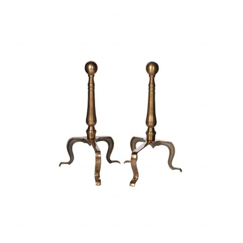 Par de Suportes para Lenha (Andiron) em Metal Dourado Luxo - 50CMX30CMX30CM
