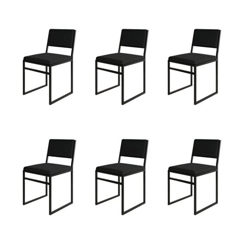 Kit 6 Cadeiras Industrial Isa Veludo Preto para Mesa Sala Cozinha Conforto - Preto