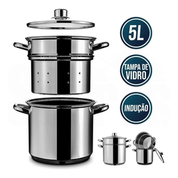 Espagueteira Brinox Savoy Aço Inox Indução Tampa Vidro 5 Litros - 6