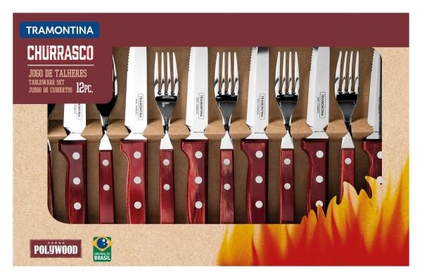 Kit Jogo de Talheres Churrasco e Pegador de carne Tramontina - 6