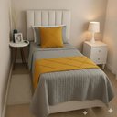 Ver imagem 4 de Peseira Drapeada Veludo Luxo 1,60x0,50m Dupla Face cama solteiro Mostarda