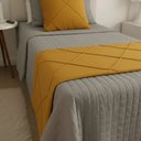 Ver imagem 3 de Peseira Drapeada Veludo Luxo 1,60x0,50m Dupla Face cama solteiro Mostarda