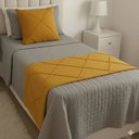 Ver imagem 2 de Peseira Drapeada Veludo Luxo 1,60x0,50m Dupla Face cama solteiro Mostarda
