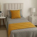 Ver imagem 1 de Peseira Drapeada Veludo Luxo 1,60x0,50m Dupla Face cama solteiro Mostarda