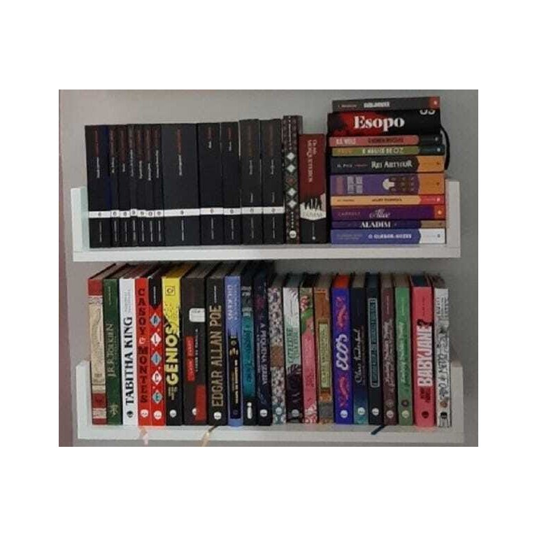 2 Prateleiras para Livros em MDF Branco 60x20x11,5
