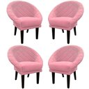 Ver imagem 1 de Kit 4 Cadeiras Sala de Estar Liz Veludo Rosa