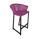 Ver imagem 2 de Kit 2 Banquetas Reis em Corda Náutica e Base em Alumínio Preta para Área Gourmet - Externa Rosa