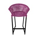 Ver imagem 3 de Kit 2 Banquetas Reis em Corda Náutica e Base em Alumínio Preta para Área Gourmet - Externa Rosa