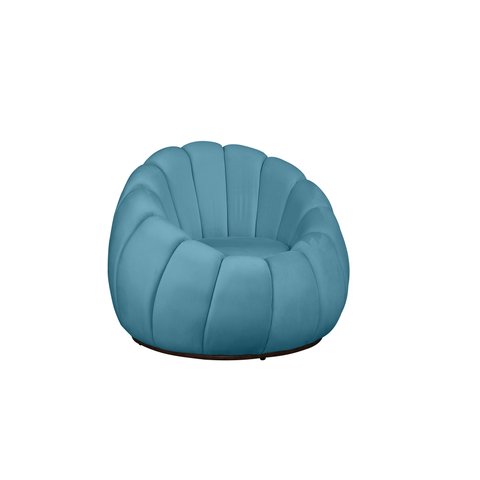 Poltrona Decorativa Base Giratória Concha Veludo Azul Tiffany