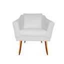 Ver imagem 3 de Kit Namoradeira + 2 Poltronas Decorativa Agatha Couro Branco Pés Madeira Mz Decor