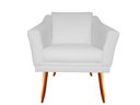 Ver imagem 3 de Kit Namoradeira + 2 Poltronas Decorativa Agatha Couro Branco Pés Madeira Mz Decor