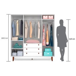 Guarda Roupa Casal 4 Portas 3 Gavetas Vintage - 6 Guarda Roupa Casal 4 Portas 3 Gavetas Vintage - 6