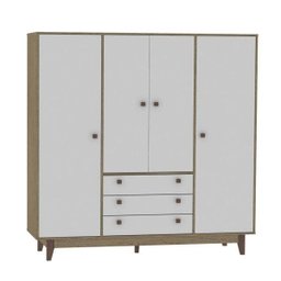 Guarda Roupa Casal 4 Portas 3 Gavetas Vintage Olivar - 9