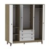 Guarda Roupa Casal 4 Portas 3 Gavetas Vintage Olivar - 5