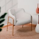 Ver imagem 2 de Poltrona Jade Base Aço Ouro Fosco Tecido Linho Off White - Nexta Casa