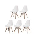 Ver imagem 2 de Conjunto de Mesa de Jantar Eames Eiffel Redonda 110cm Tampo de Madeira Preto com 5 Cadeiras Brancas