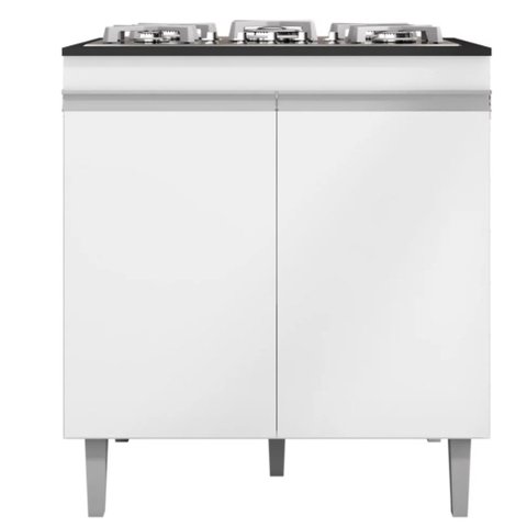 Balcão Gabinete Tiffany Cooktop 2 Portas para Cozinha Branco - Bela Móveis