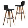 2 Banquetas Línea Unidecor em Linho Preto com Madeira Maciça - 1