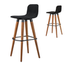 2 Banquetas Línea Unidecor em Linho Preto com Madeira Maciça - 4