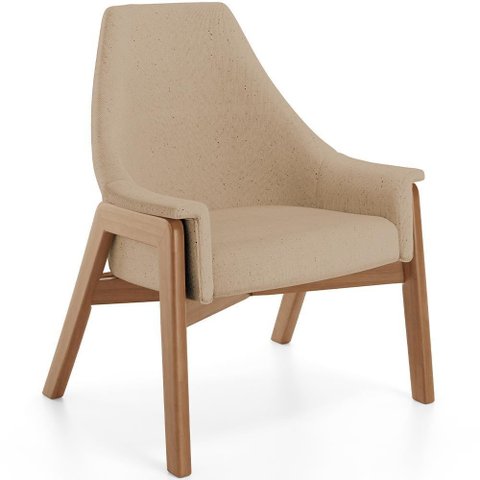 Poltrona Decorativa Sakura L02 Linho Bege Escuro - Lyam Decor