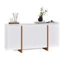 Ver imagem 3 de Aparador Buffet Sala Sense 4 Portas 160cm com Pés de Madeira Branco - Rede Móveis