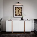 Ver imagem 2 de Aparador Buffet Sala Sense 4 Portas 160cm com Pés de Madeira Branco - Rede Móveis