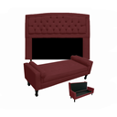 Ver imagem 1 de Jogo Cabeceira Geovana + Calçadeira Fênix Casal 140cm Suede Vermelho Bordo - LM DECOR