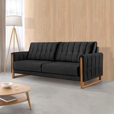 Sofá Lottus 170cm Veludo Premium Conforto e Design Moderno:preto
