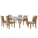 Ver imagem 1 de Conjunto Sala de Jantar Mesa Liz 180 Cm com Vidro e 6 Cadeiras Liz