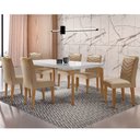 Ver imagem 2 de Conjunto Sala de Jantar Mesa Liz 180 Cm com Vidro e 6 Cadeiras Liz