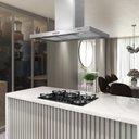 Ver imagem 1 de Coifa Ilha com Exaustor Retangular Fogatti 75 Cm Fogão Duto Slim 4 Lâmpadas Led Aço Inox 244w
