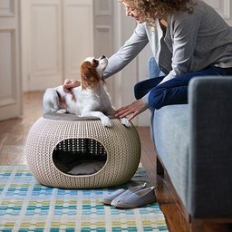 Cama Puff Cozy Pet com Almofada Knit Curver Bege - 3