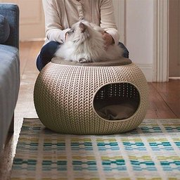 Cama Puff Cozy Pet com Almofada Knit Curver Bege - 2