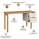Ver imagem 5 de Mesa Escrivaninha Orgânica Home Office 2 Gavetas Flex 136cm Nordic A03 Hanover Off White Roble - Lya