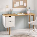 Ver imagem 3 de Mesa Escrivaninha Orgânica Home Office 2 Gavetas Flex 136cm Nordic A03 Hanover Off White Roble - Lya