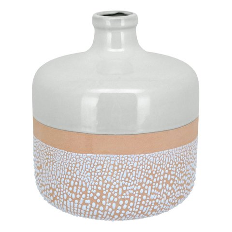 Vaso Decorativo Enfeite Casa Cerâmica 20x17x17cm Marfim