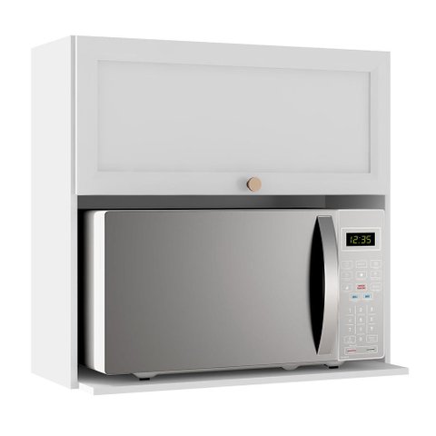 Armário Aéreo Micro-ondas Unna 1 Porta 80cm Branco - Poliman Móveis