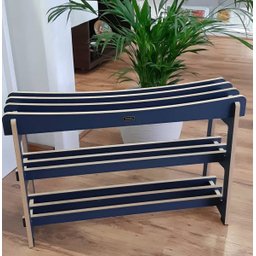 Sapateira Baixa Banco Multiuso Sólida Slim em Madeira mdf Azul Petróleo VAIK Para Sala Quarto - 4