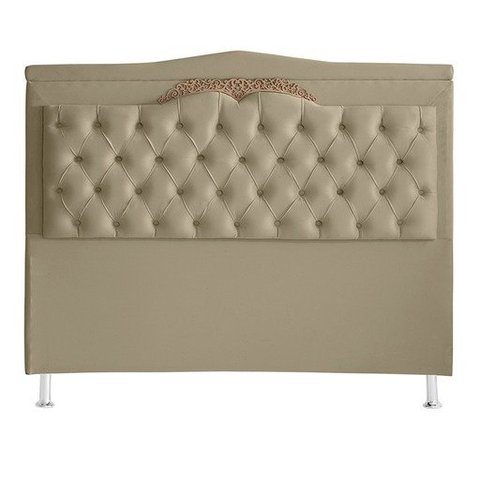 Cabeceira de Cama Box Madri Casal 140 Cm Bege Ec Móveis