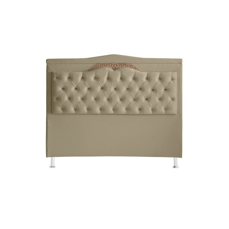 Cabeceira de Cama Box Madri Casal 140 Cm Bege Ec Móveis