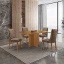 Ver imagem 4 de Mesa de Jantar Olímpia 120cm Tampo MDF Laminado Canto Copo com 4 Cadeiras Carolina