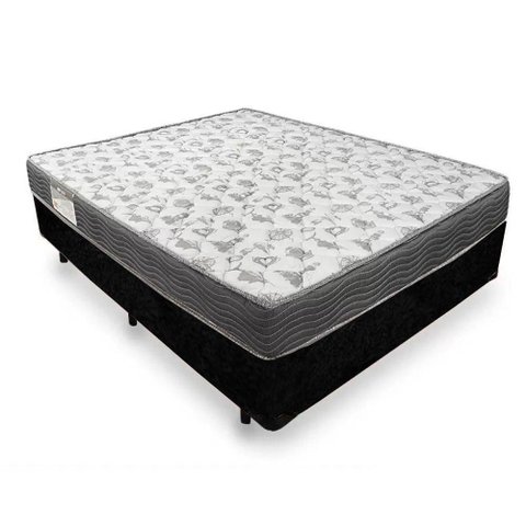 Cama Box Casal Suede + Colchão de Espuma D33 - Sereneprime - 138cm Cor:preto