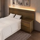 Ver imagem 1 de Painel Cabeceira Frisado Casal com LED e Mesa de Cabeceira 109x180cm